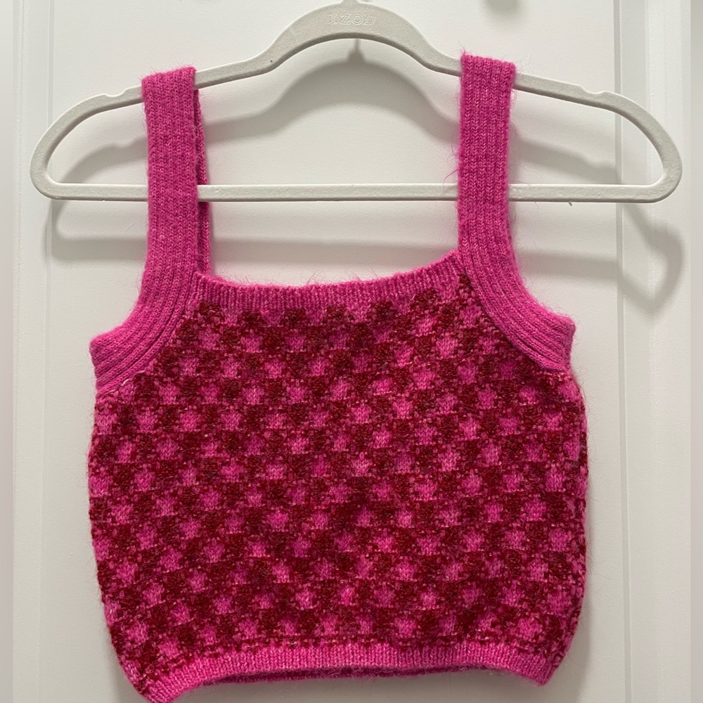 Zara Pink & Red Knit Tank Top
